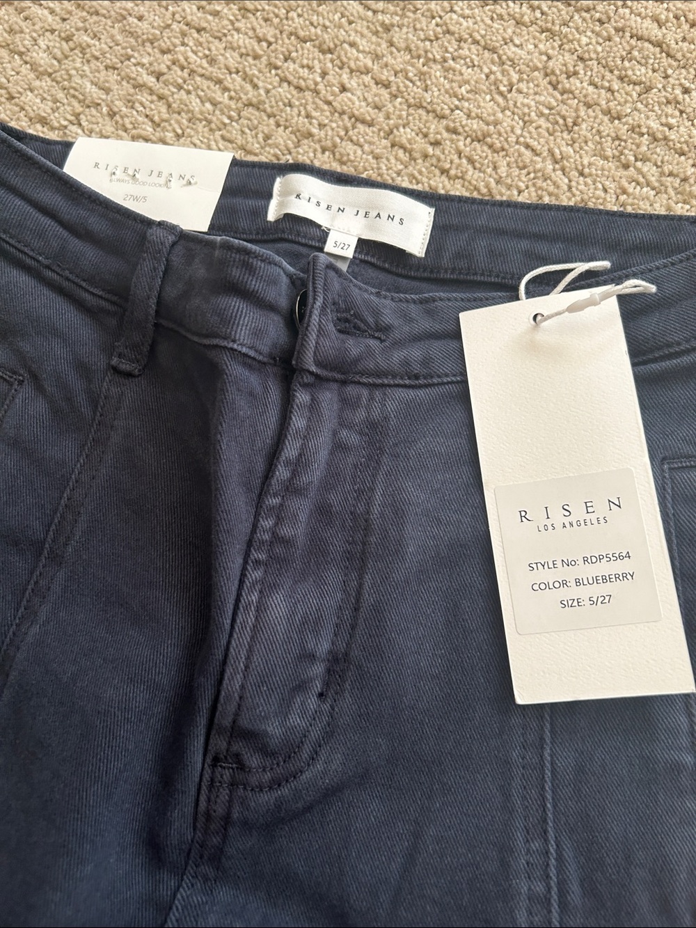 Risen blueberry cargo jeans NWT 5/27 - Picture 3 of 5